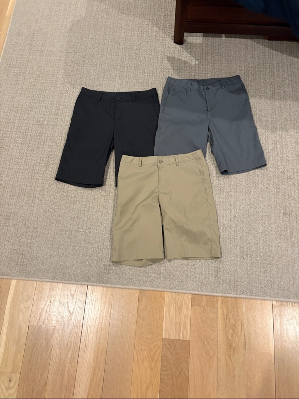 Lot of 3 Nike golf Kids Flat-Front Shorts - Black, Gray, Khaki